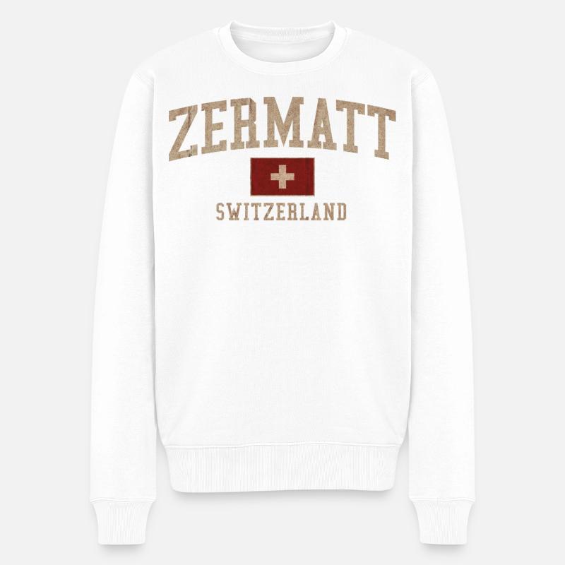 Zermatt Swiss Textured Logo - Männer Premium Bio Pullover - Weiß