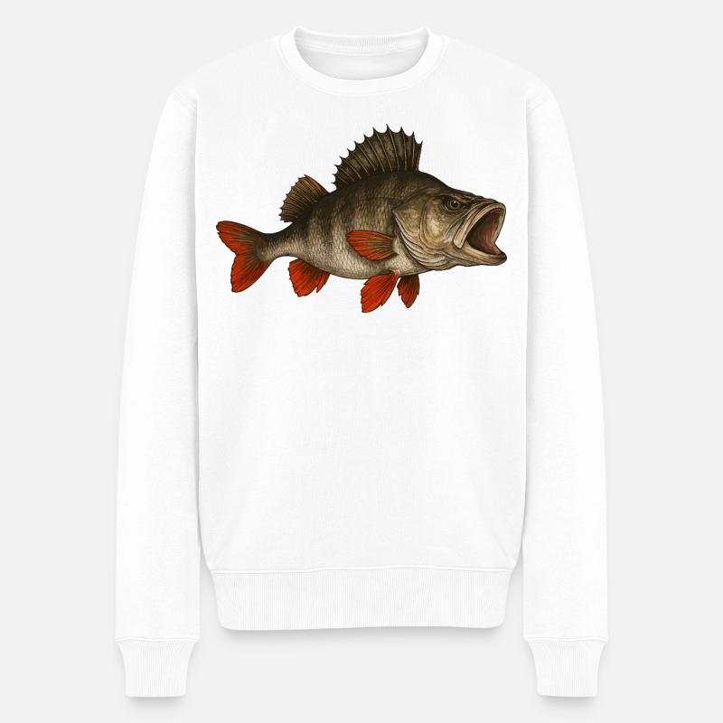 Barsch Flussbarsch Barschangeln Barsche Barsch - Männer Premium Bio Pullover - Weiß
