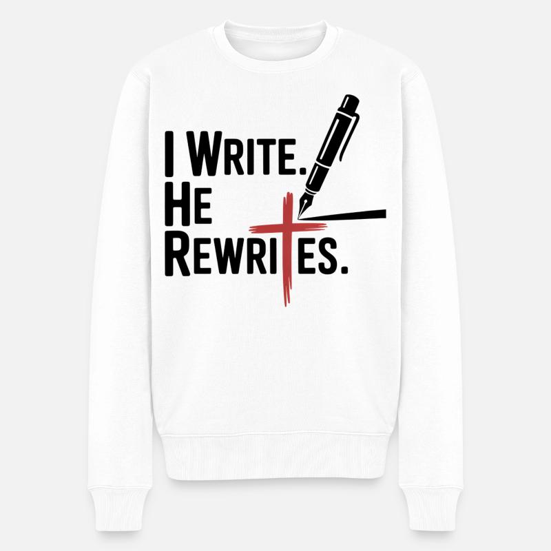 J’écris Il réécrit la Foi Jésus - Pull Premium bio Homme - blanc