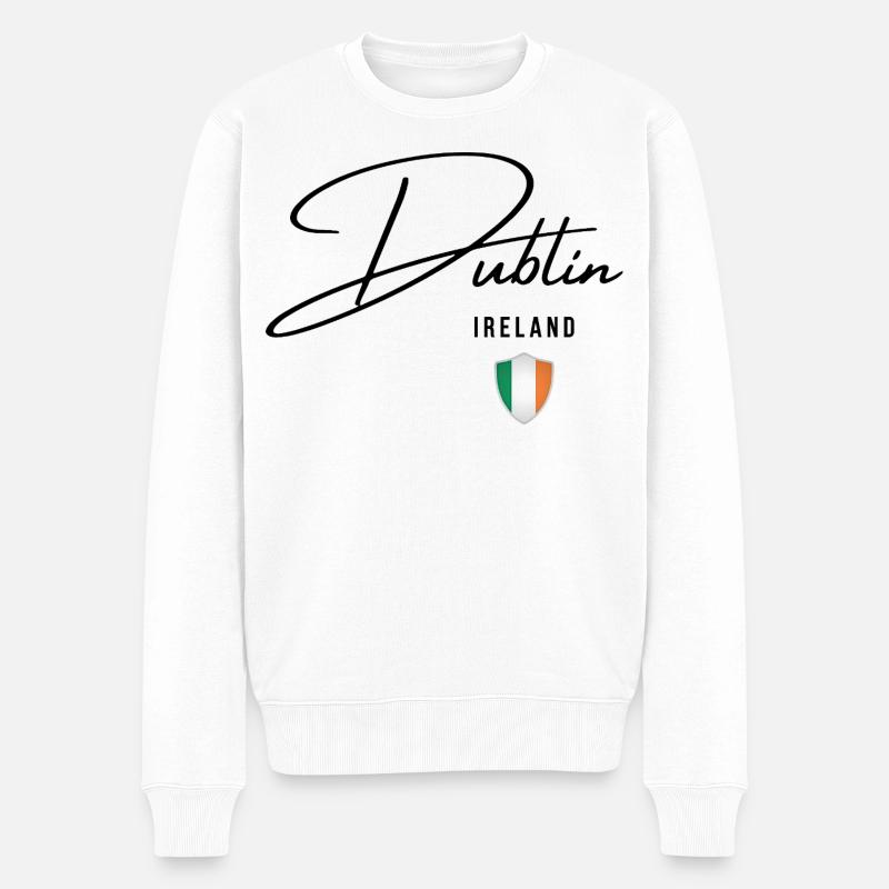 Elegantes Design Dublin, ich liebe Dublin - Männer Premium Bio Pullover - Weiß