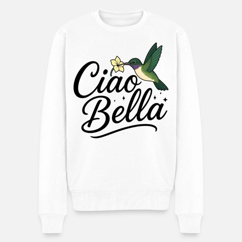 Ciao Bella - Männer Premium Bio Pullover - Weiß