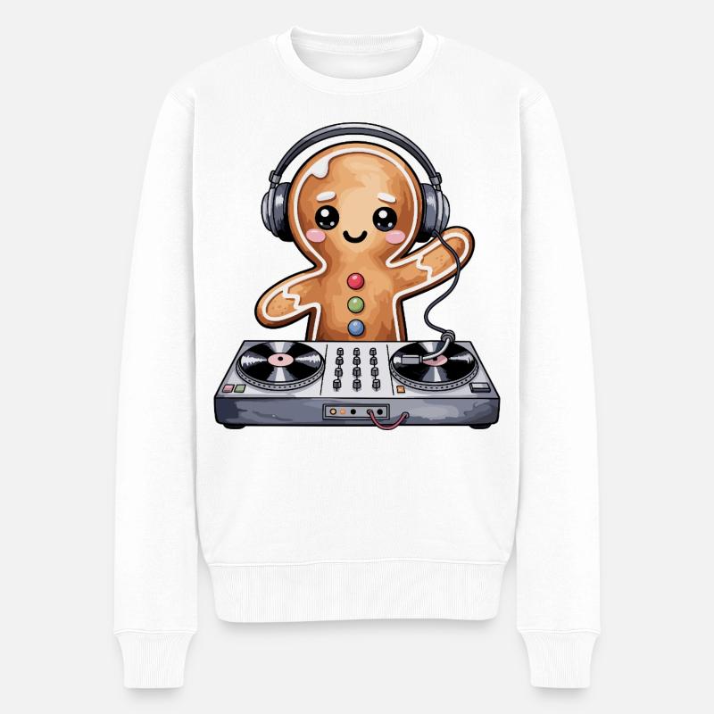KeksDJ mit Kopfhörer - Männer Premium Bio Pullover - Weiß