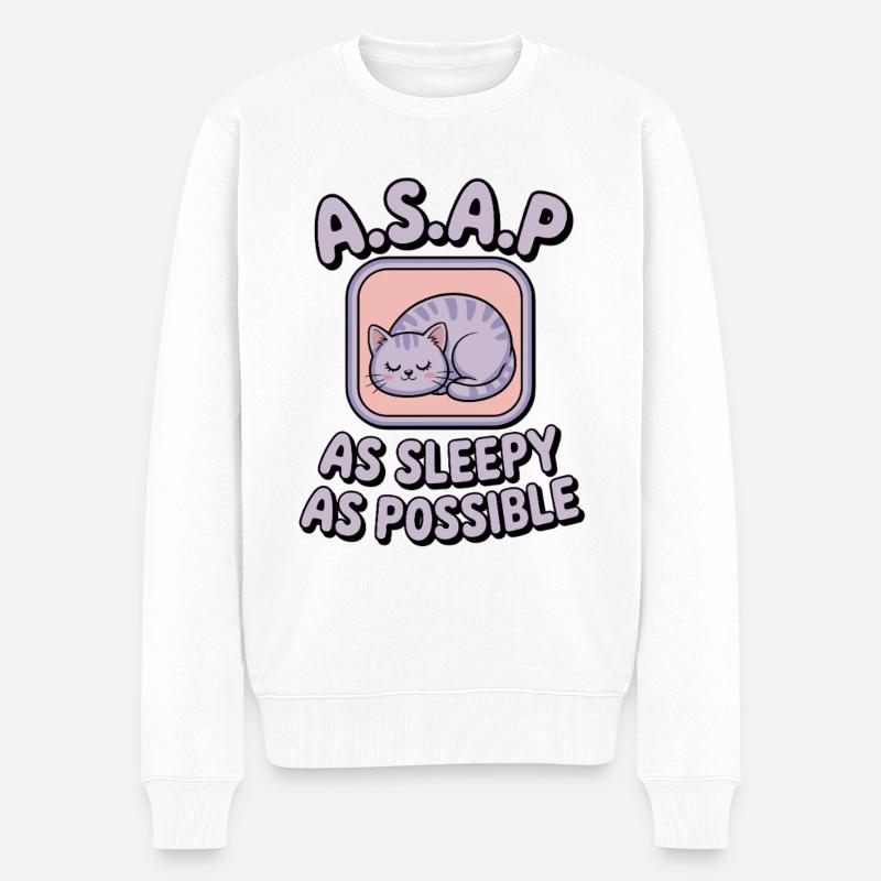 ASAP Schlafende Katze - Männer Premium Bio Pullover - Weiß