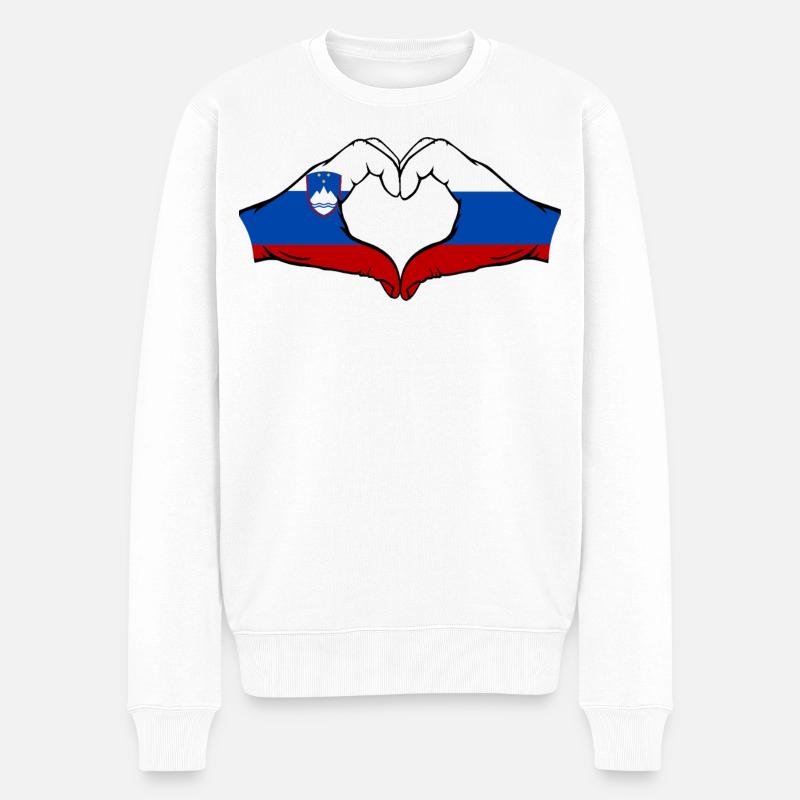 Slovénie Russie Drapeau Coeur - Pull Premium bio Homme - blanc