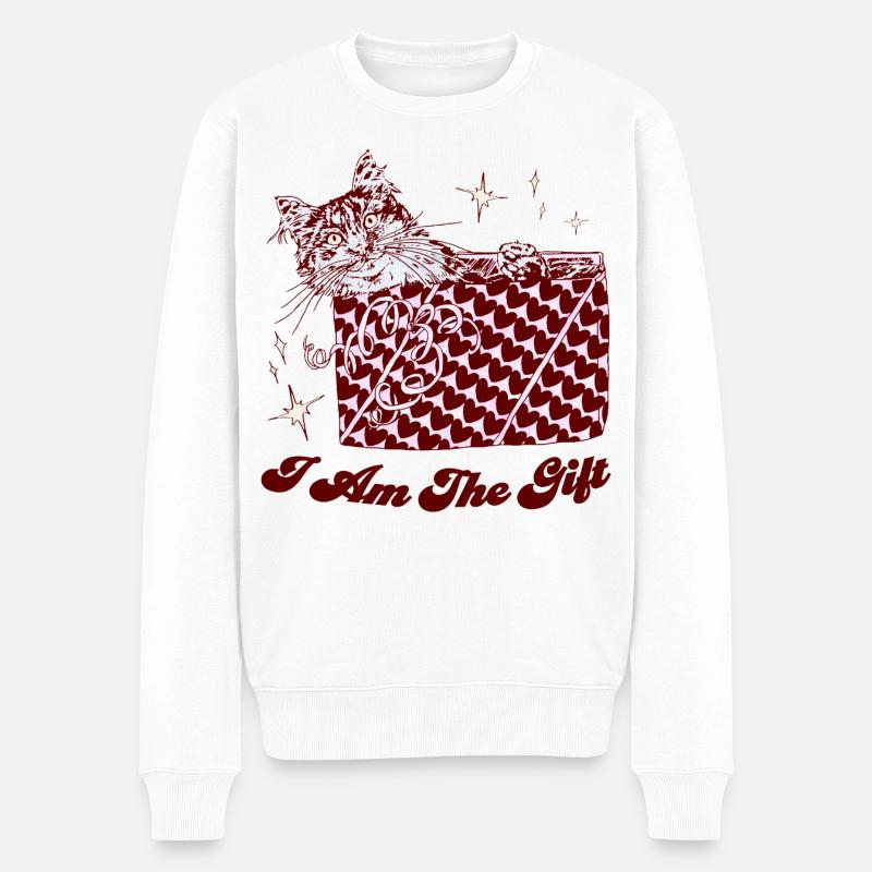 ICH BIN DAS GESCHENK - Männer Premium Bio Pullover - Weiß