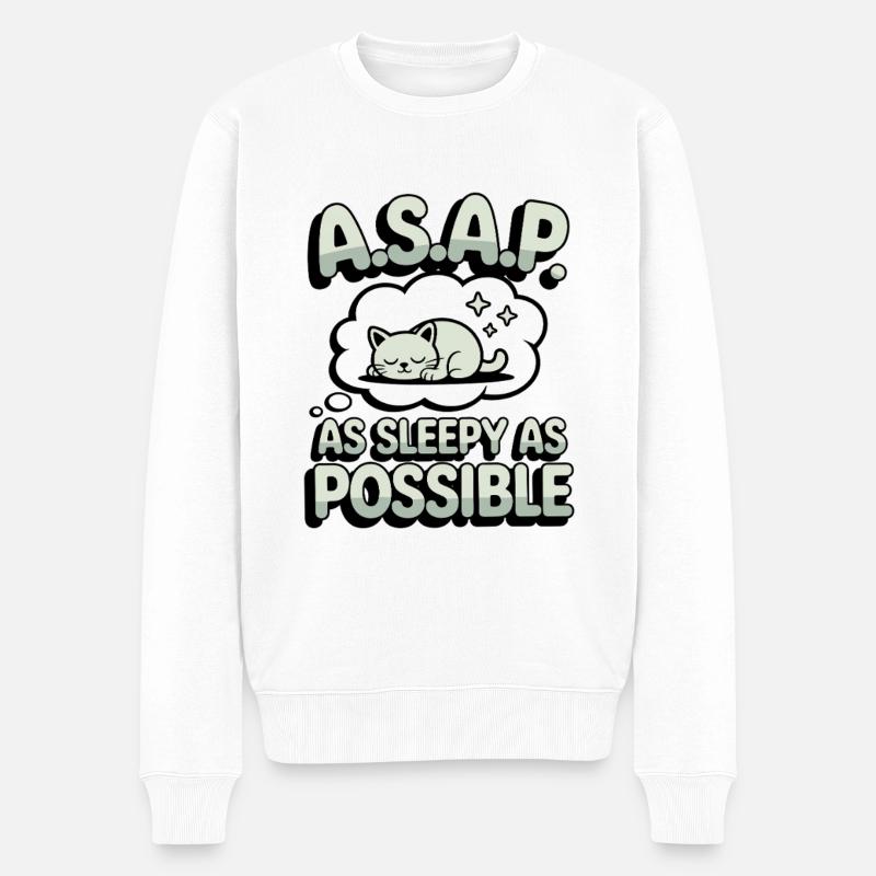 ASAP Sleep Cat Dessin animé - Pull Premium bio Homme - blanc