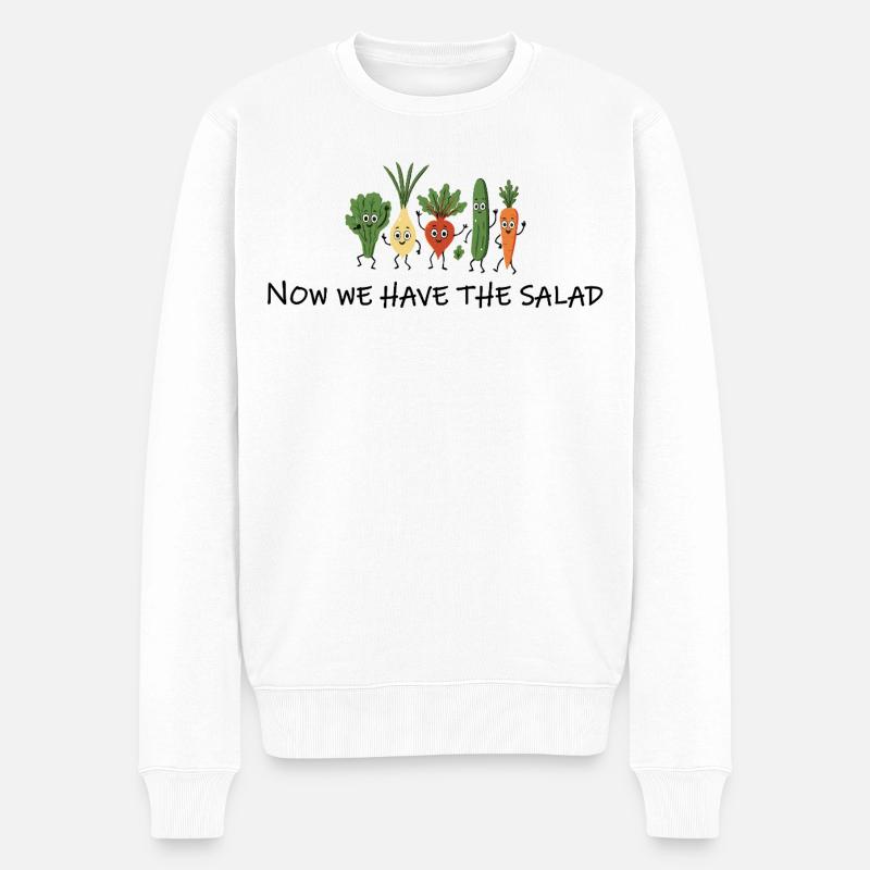 Now We Have the Salad – Garten Denglisch Humor - Männer Premium Bio Pullover - Weiß