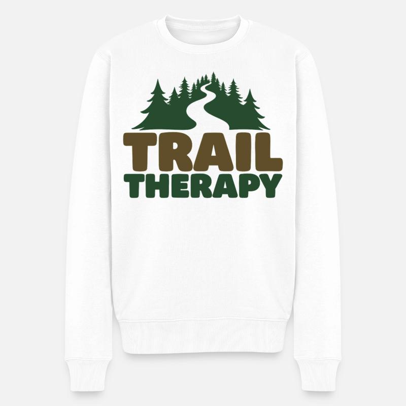 TRAIL THERAPY Spruch Statement - Männer Premium Bio Pullover - Weiß