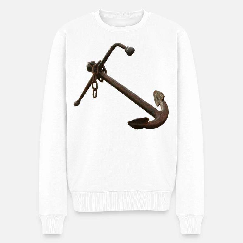 Verrosteter Anker Nautik - Männer Premium Bio Pullover - Weiß