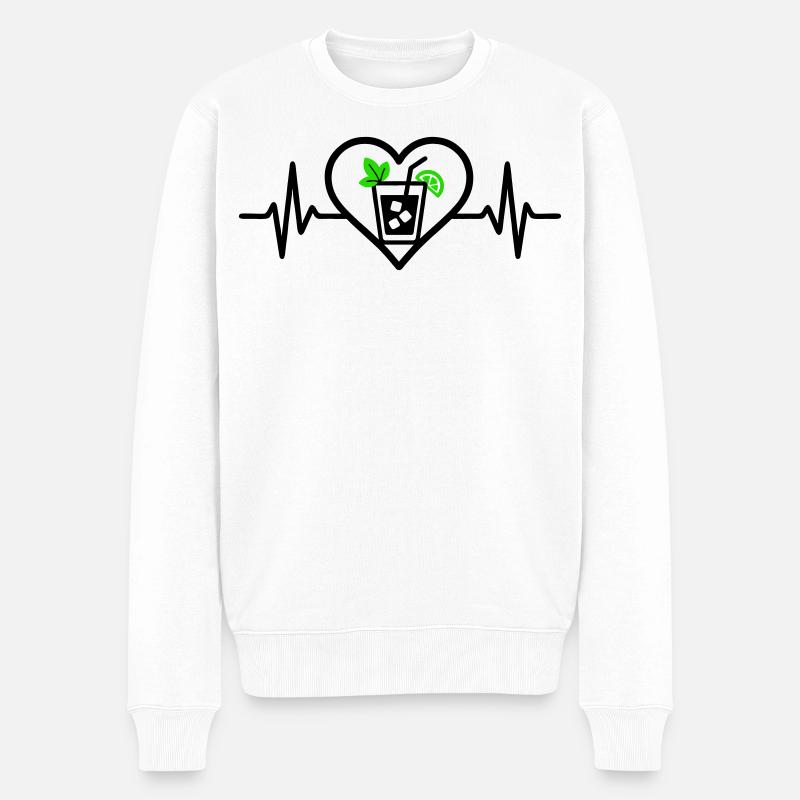 Cocktail apéritif Mojito Heart - Pull Premium bio Homme - blanc