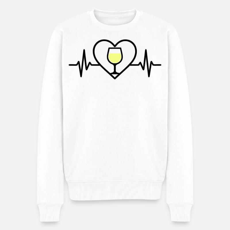 Vin Vin Verre Coeur Vin Blanc - Pull Premium bio Homme - blanc