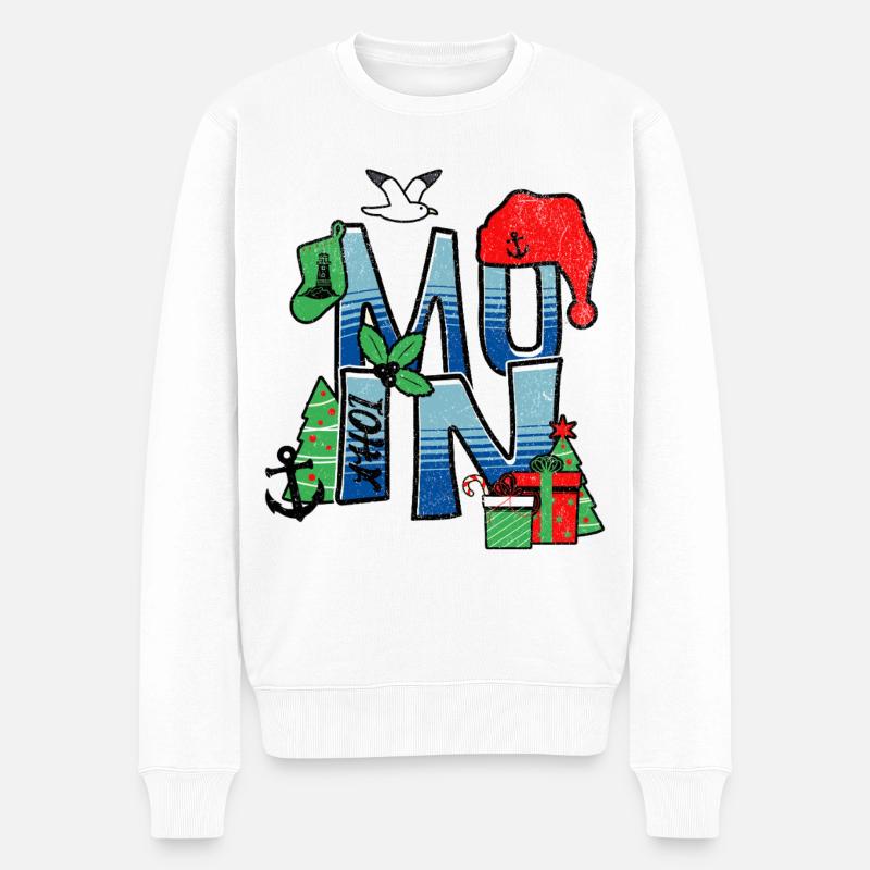 Maritimes Moin - Weihnachten - Männer Premium Bio Pullover - Weiß