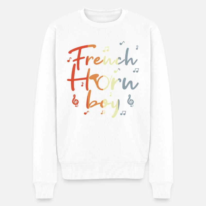 Waldhorn Junge - Männer Premium Bio Pullover - Weiß