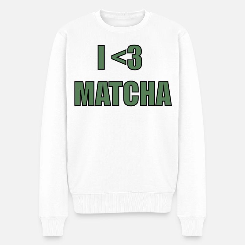 Matcha Liebhaber Shirt  - Männer Premium Bio Pullover - Weiß