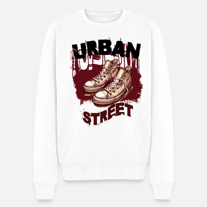 Street Sneaker Graffiti Duo - Männer Premium Bio Pullover - Weiß
