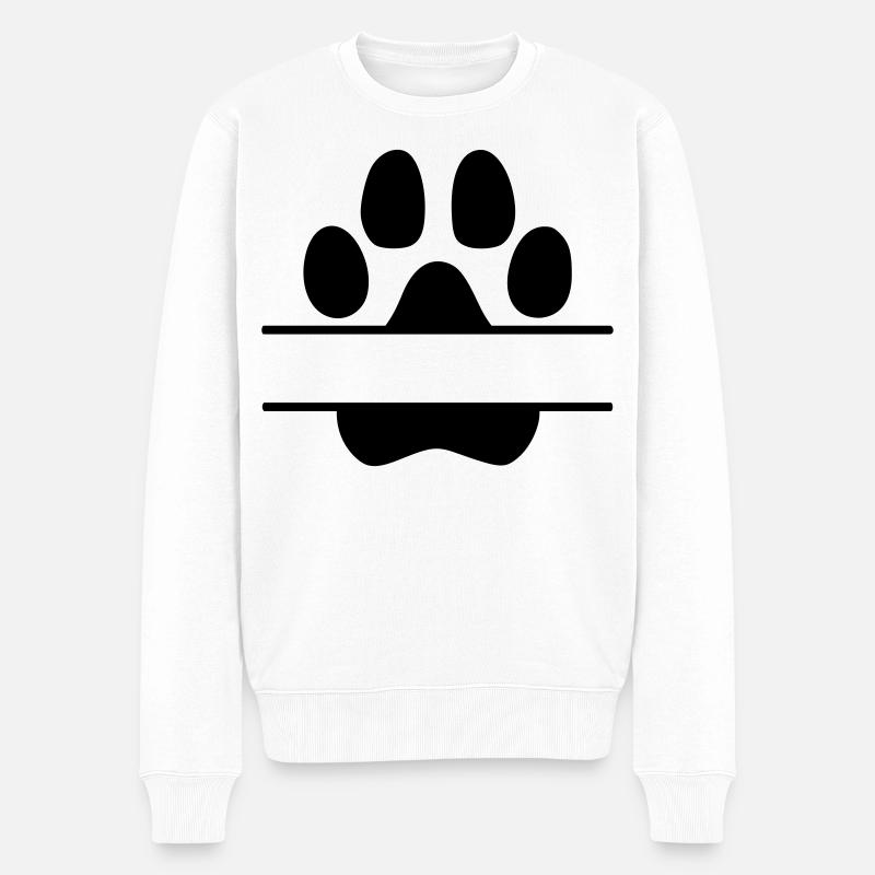 Pattes de chien Étiquette de nom - Pull Premium bio Homme - blanc