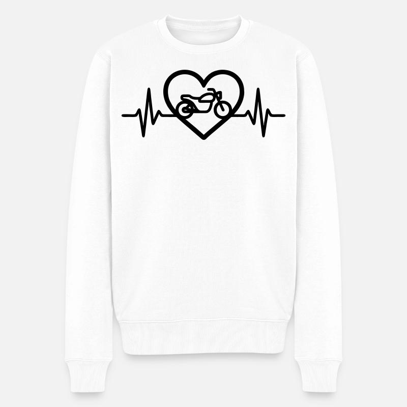 Motorrad Herz Biker Leidenschaft - Männer Premium Bio Pullover - Weiß