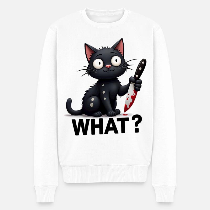 QUOI? Chat tueur - Pull Premium bio Homme - blanc
