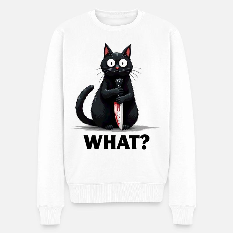 QUOI? Chat tueur - Pull Premium bio Homme - blanc