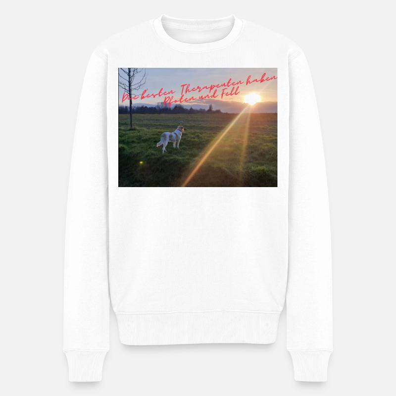 PfotenTherapie am Abendsonne - Männer Premium Bio Pullover - Weiß