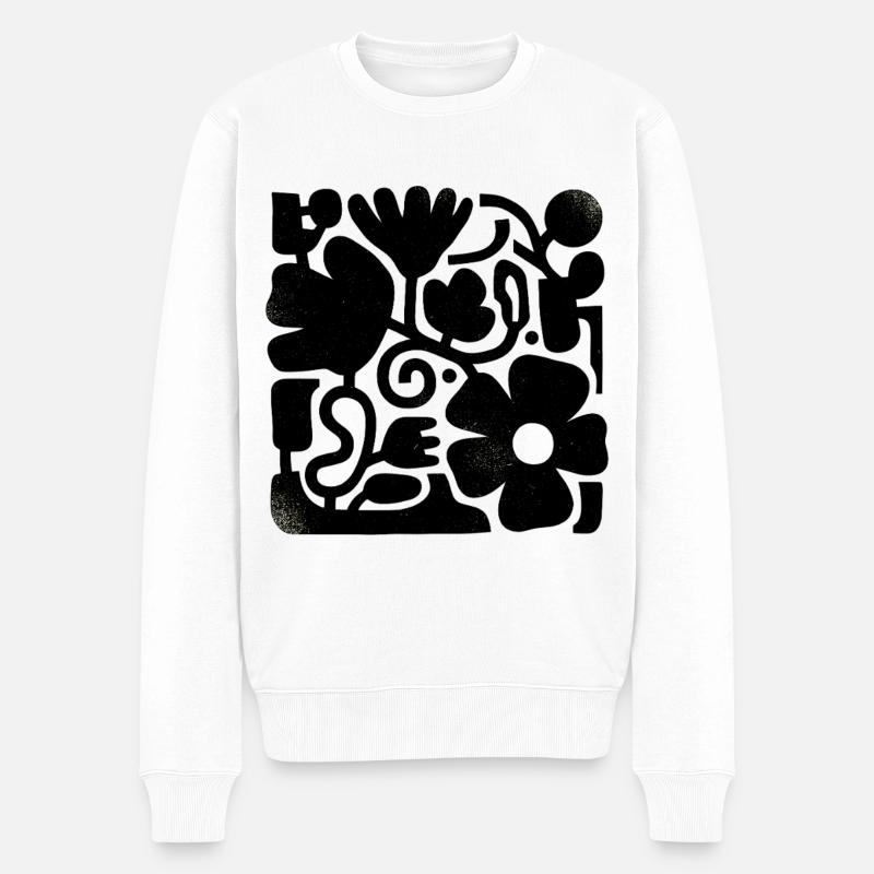 Abstraktes Blumen Design - Männer Premium Bio Pullover - Weiß