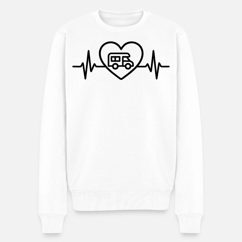 Wohnmobil Herz Vanlife Reise - Männer Premium Bio Pullover - Weiß