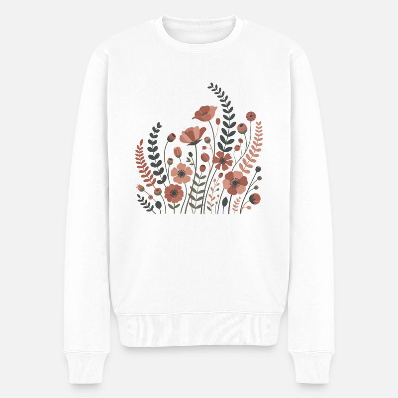 Boho Blumen – Blühende Harmonie - Männer Premium Bio Pullover - Weiß
