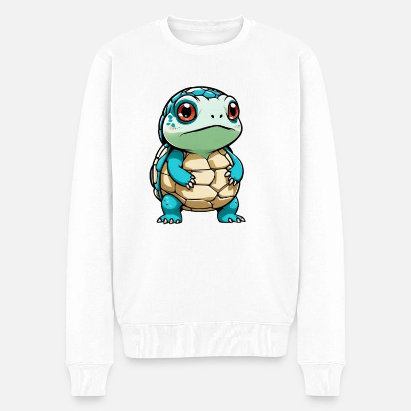 Kuschelige Schildkröte Cartoon - Männer Premium Bio Pullover - Weiß