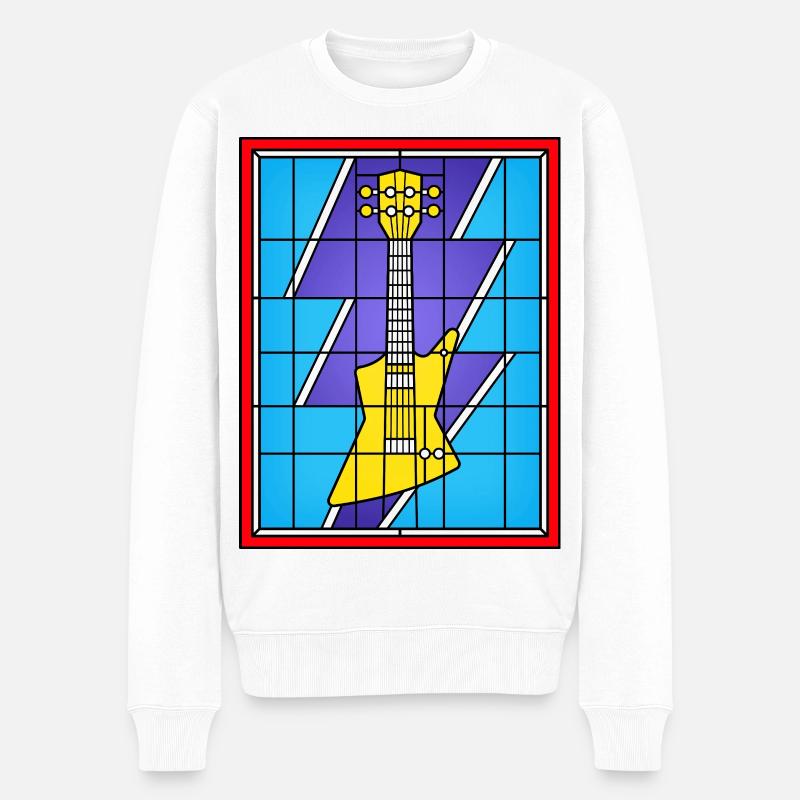 Buntglas-E-Gitarre - Männer Premium Bio Pullover - Weiß