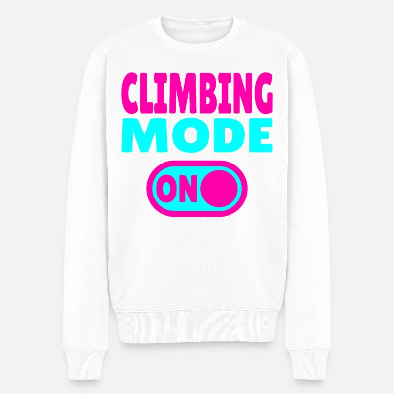 Climbing Mode ON – Boulder & Kletter Style - Männer Premium Bio Pullover - Weiß