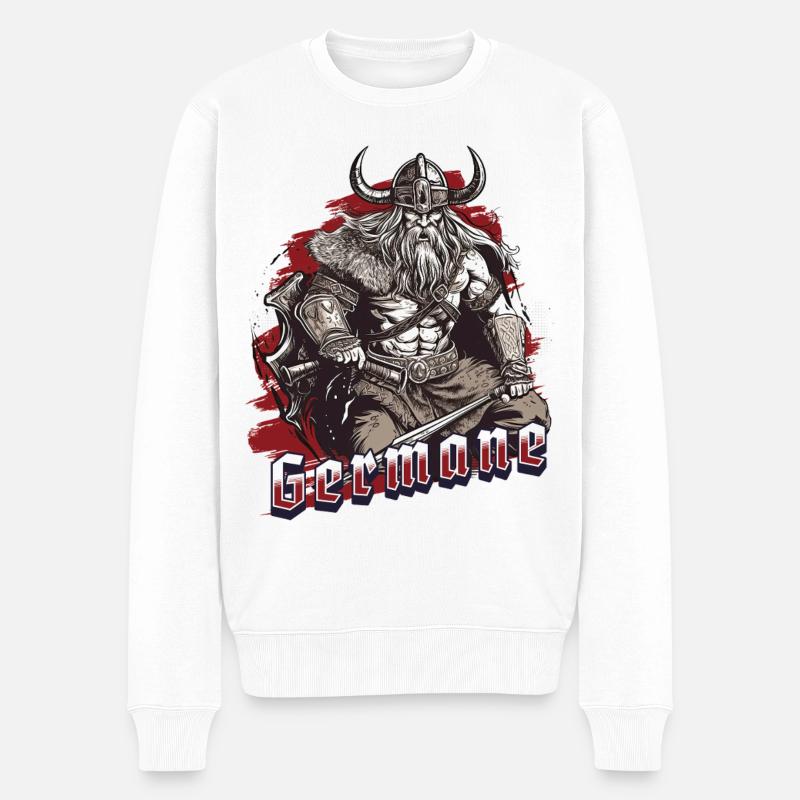 Nordischer Krieger mit Axt Germane - Männer Premium Bio Pullover - Weiß