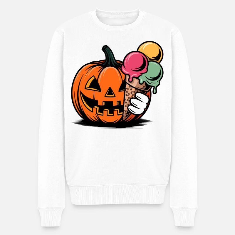 Kürbis Eiszauber Halloween - Männer Premium Bio Pullover - Weiß