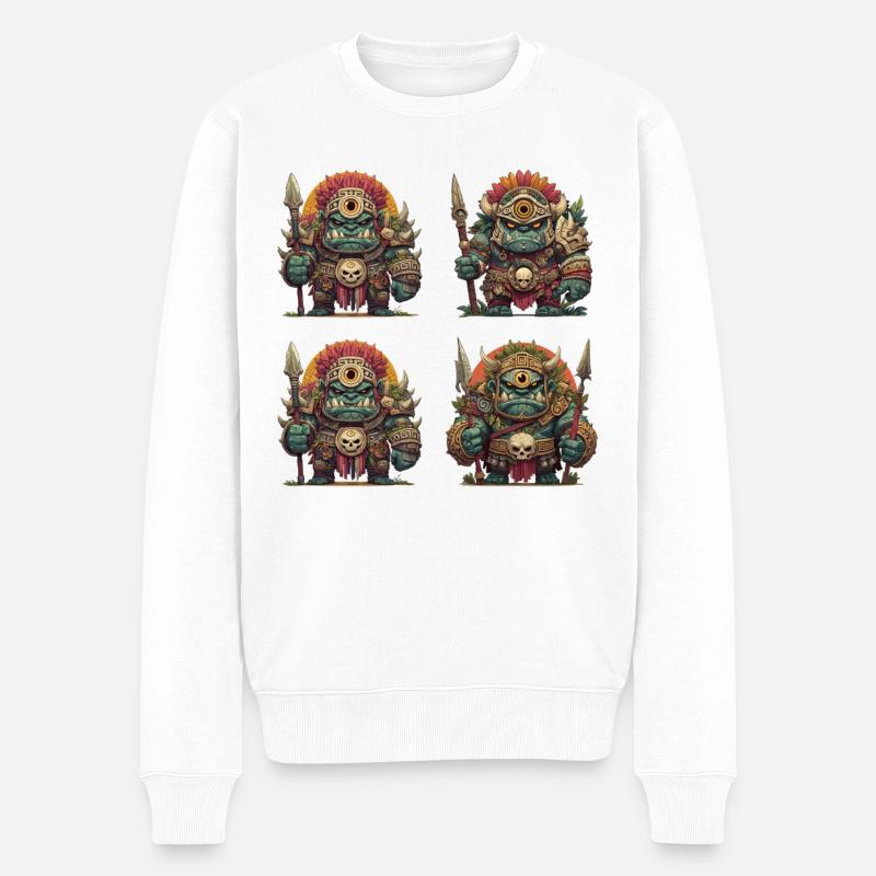 Stammesschädel Kriegerschar Oger - Männer Premium Bio Pullover - Weiß