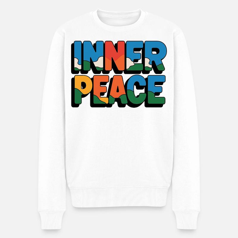 Inner Peace Regenbogen-Buchstaben - Männer Premium Bio Pullover - Weiß