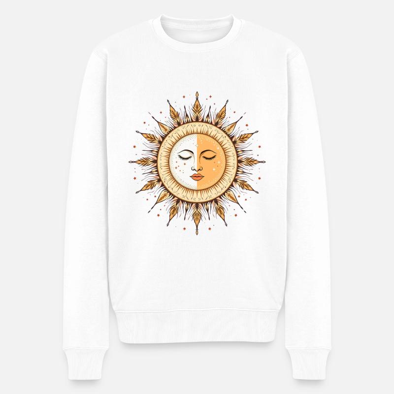 Boho Sonne - Männer Premium Bio Pullover - Weiß