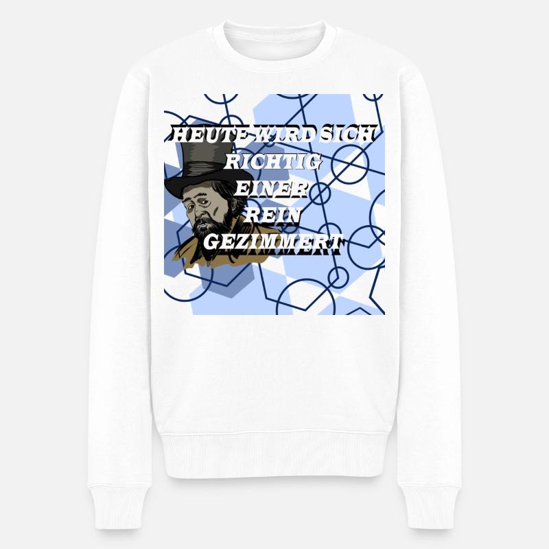 Historischer Mann im Geometrie Muster - Männer Premium Bio Pullover - Weiß