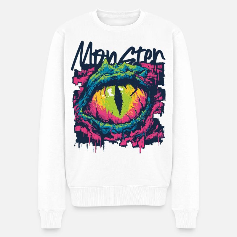 Néon Dragon Eye Graffiti - Pull Premium bio Homme - blanc