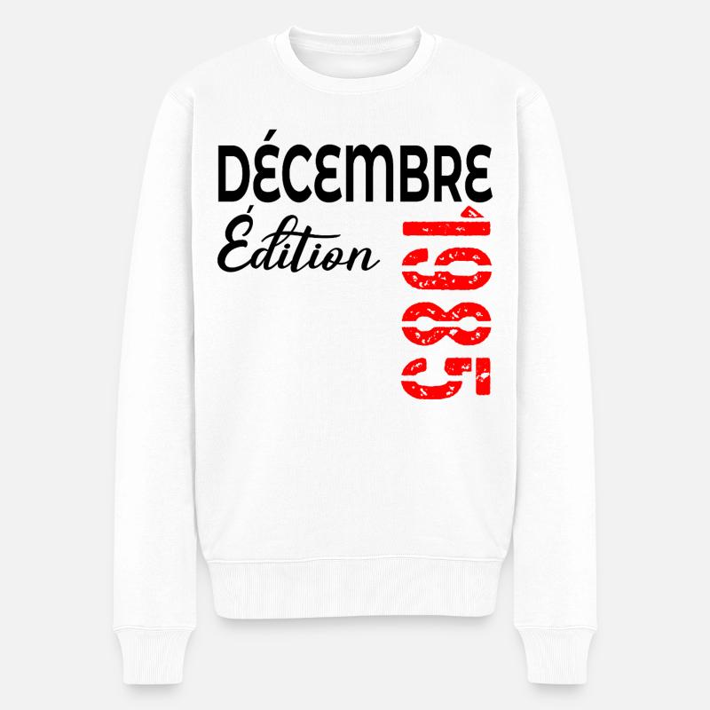 Cadeau 40e Anniversaire Décembre 1985 - Pull Premium bio Homme - blanc
