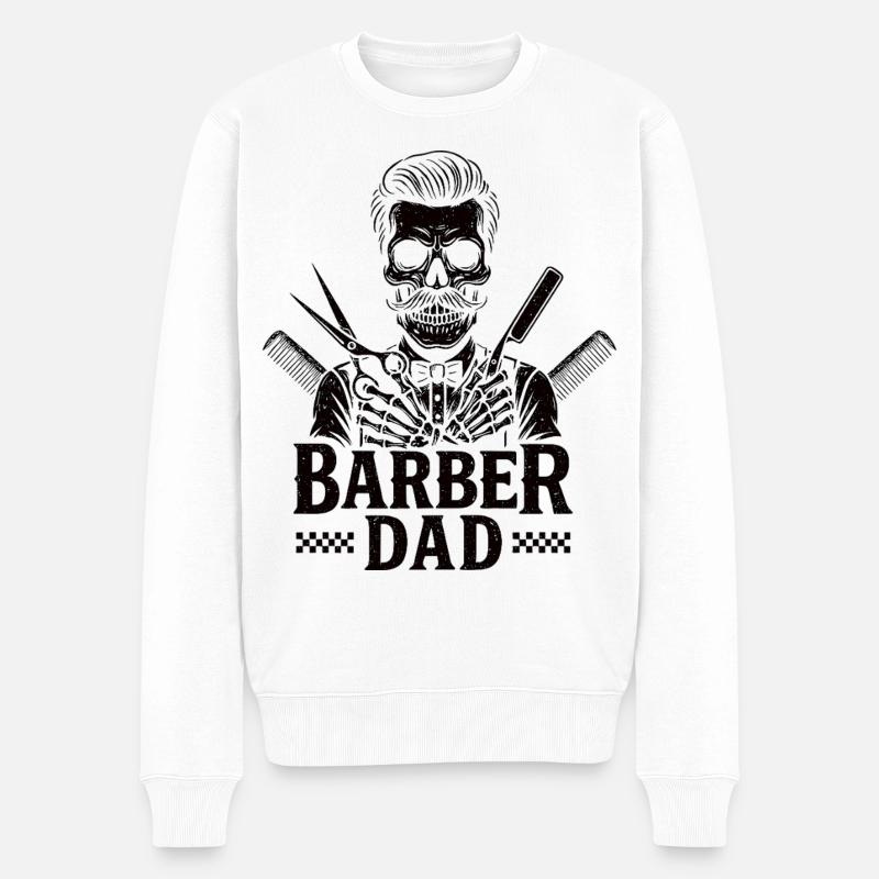 Père Barber Papa Barbier Coiffeur - Pull Premium bio Homme - blanc