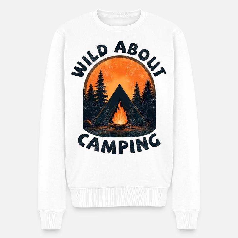 Wild about camping - Männer Premium Bio Pullover - Weiß