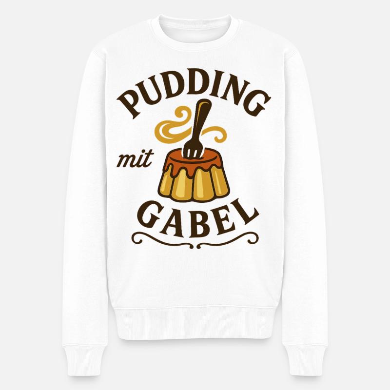 Pudding mit Gabel - Männer Premium Bio Pullover - Weiß