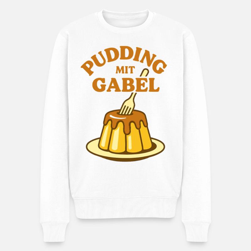 Pudding mit Gabel - Männer Premium Bio Pullover - Weiß