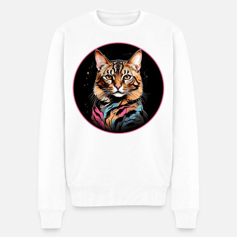 Portrait de chat du Bengale - Pull Premium bio Homme - blanc