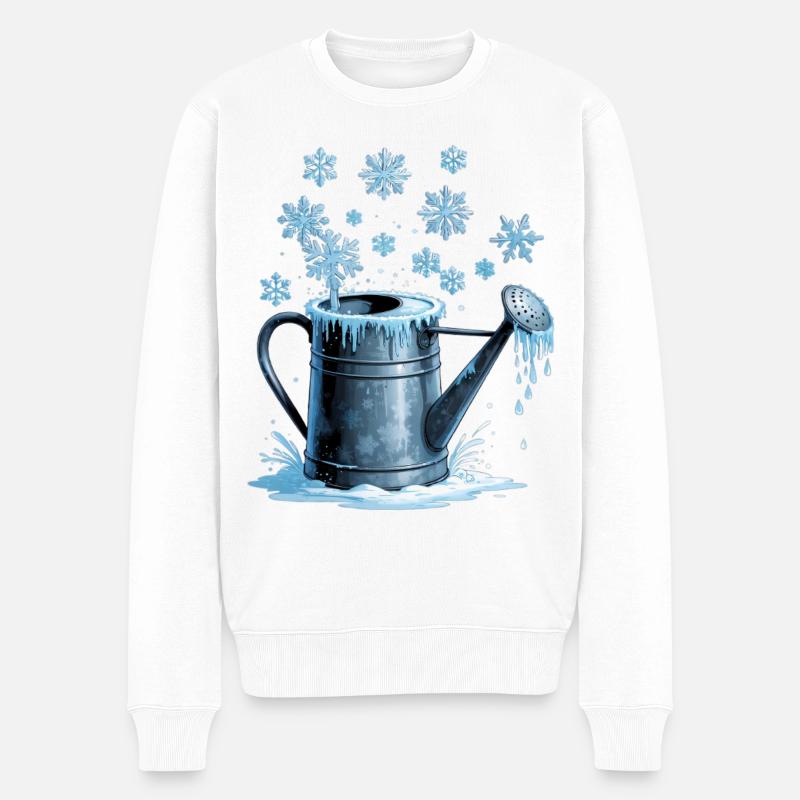 Eisblau Gießkanne - Männer Premium Bio Pullover - Weiß