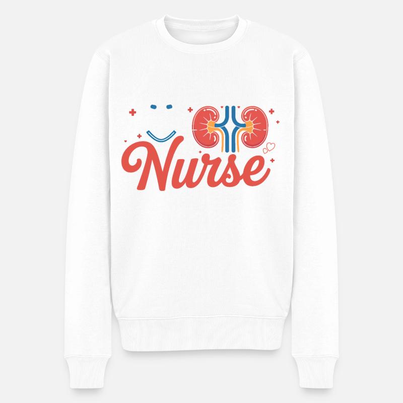 Dialysepflegerin Motiv mit Niere - Männer Premium Bio Pullover - Weiß