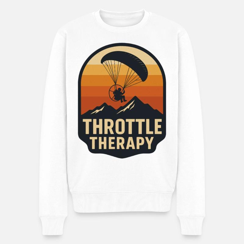 Throttle Therapy Abenteuer Paragliding - Männer Premium Bio Pullover - Weiß