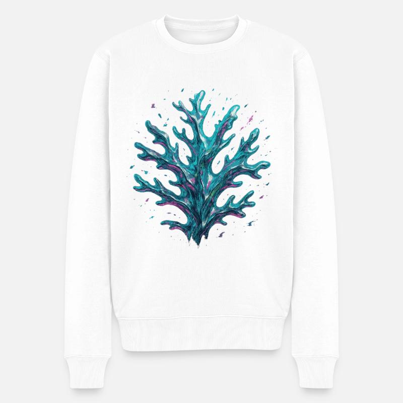 Abstrakte Koralle - Männer Premium Bio Pullover - Weiß