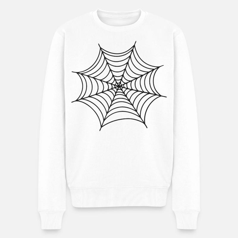 Schwarzes minimalistisches Spinnennetz - Männer Premium Bio Pullover - Weiß