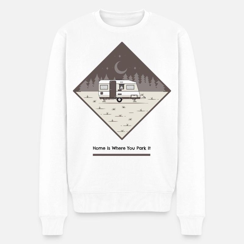 La maison, c’est là où vous le garez Auto camping - Pull Premium bio Homme - blanc