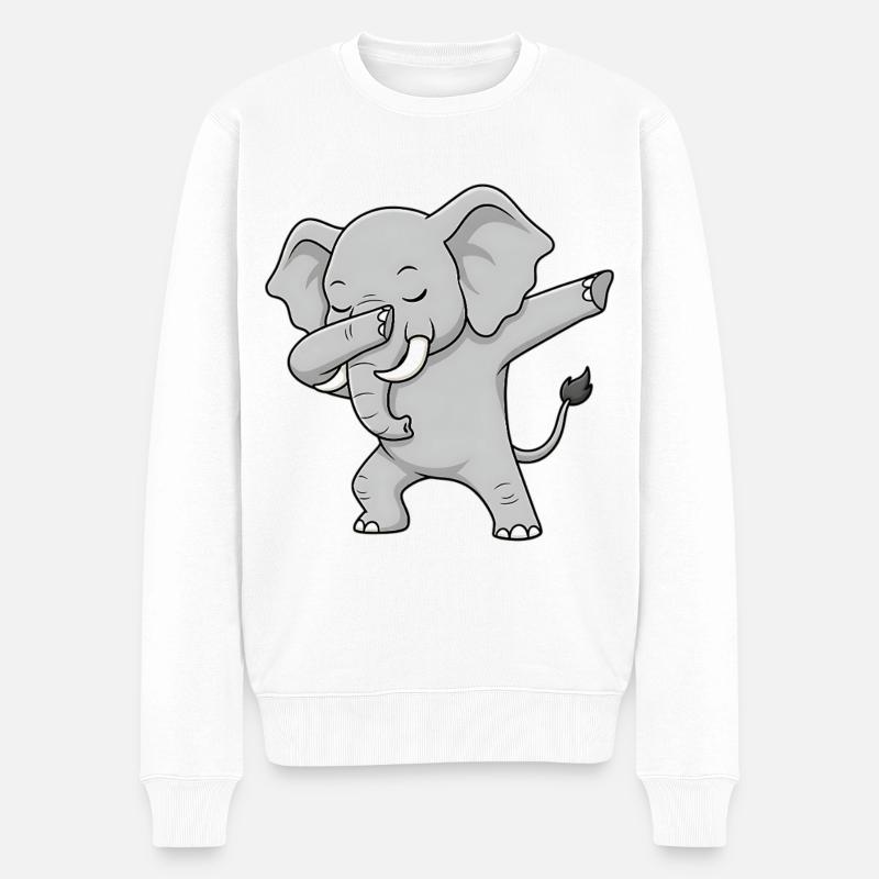 Cooler Elefant im Dabbing-Style - Männer Premium Bio Pullover - Weiß